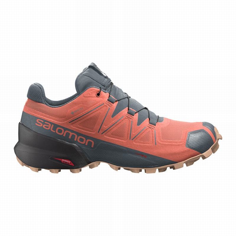 Salomon Singapore Womens Trail Running Shoes - SPEEDCROSS 5 GORE-TEX Orange/Grey | 80762-APWI